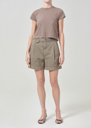 Agolde Becker Short Broek Dames Bark | YAM704659