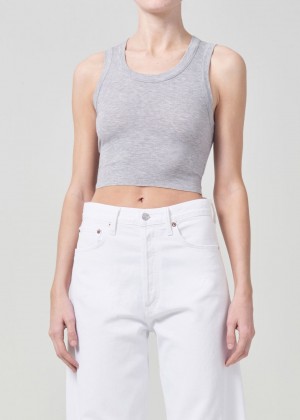 Agolde Cropped Poppy Tank Topjes Dames Grijs | BXD965412