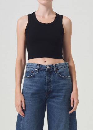 Agolde Cropped Poppy Tank Topjes Dames Zwart | CIZ947321