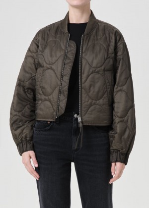 Agolde Iona Quilted Jacket Jassen Dames Olijfgroen | IWT093412