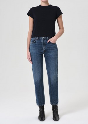 Agolde Riley High Rise Rechtdoor Crop Denim Dames Control | KAF159734