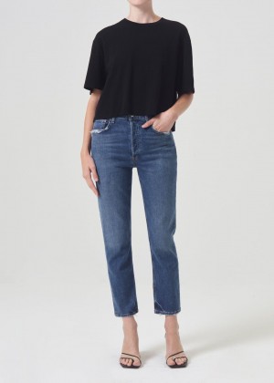 Agolde Riley High Rise Straight Crop Stretch Denim Dames Pose | HRT140892