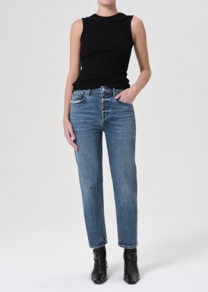 Agolde Riley High Rise Straight Crop Stretch Denim Dames Moor | WCX312764