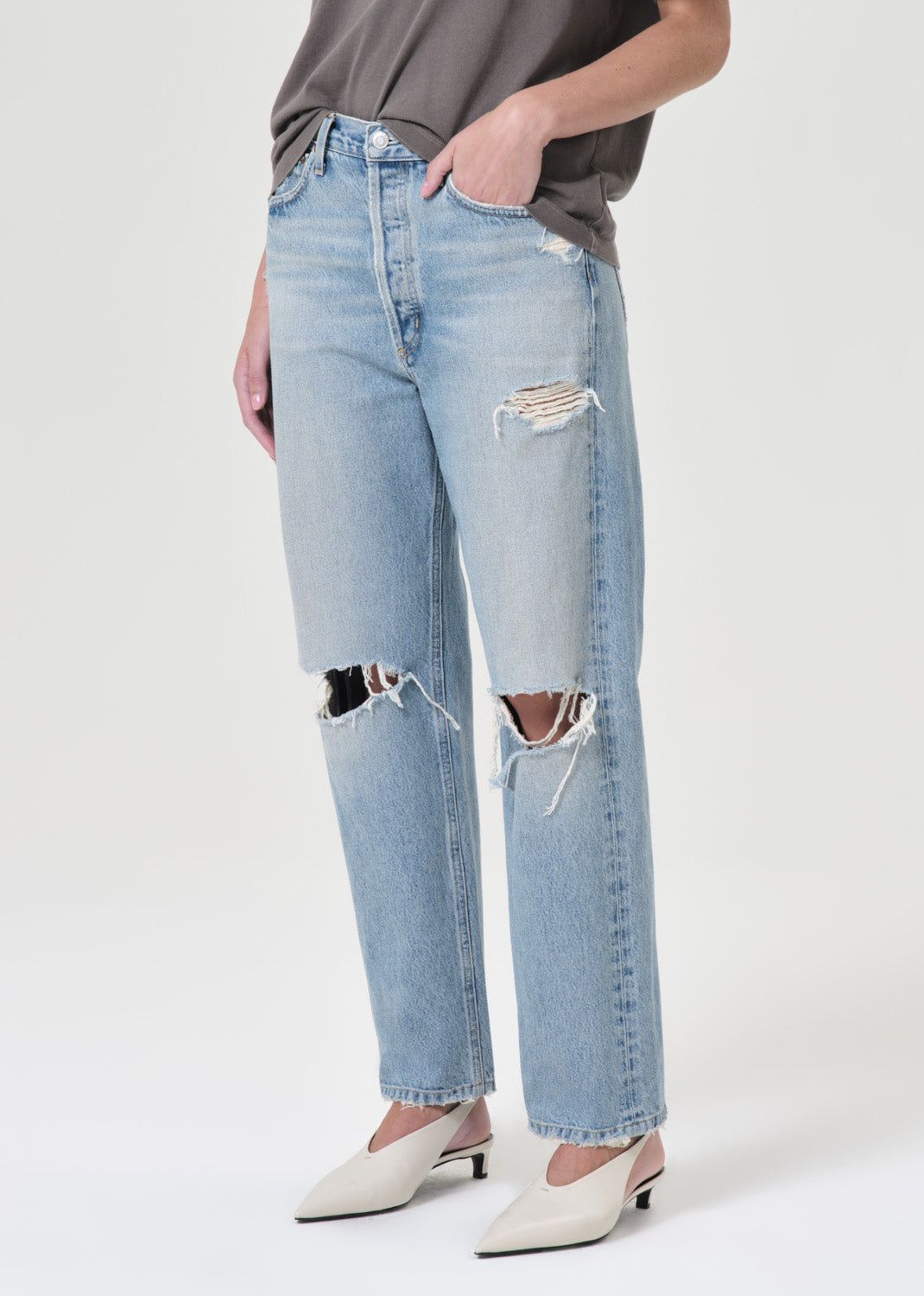 Agolde 90's Mid Rise Straight Denim Dames Threadbare | YWB965280