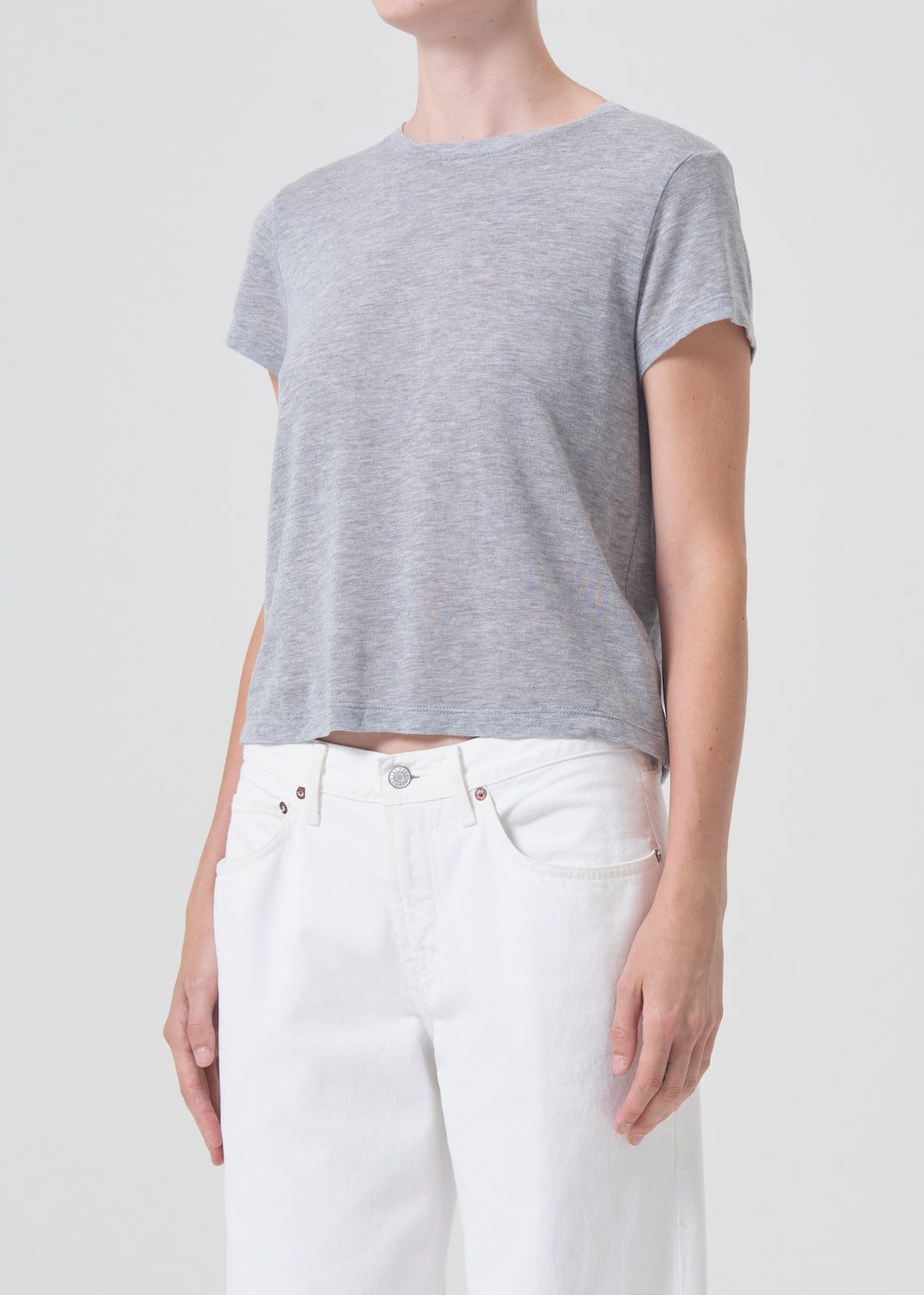 Agolde Adine Shrunken Tee Topjes Dames Grijs | OQK638790