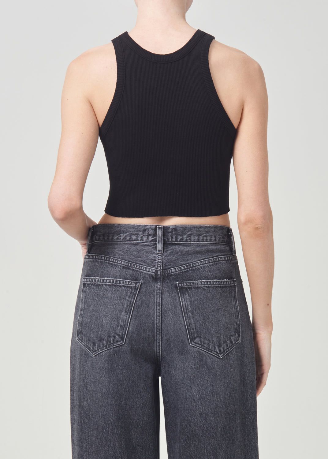 Agolde Cropped Bailey Tank Topjes Dames Zwart | TPG598641