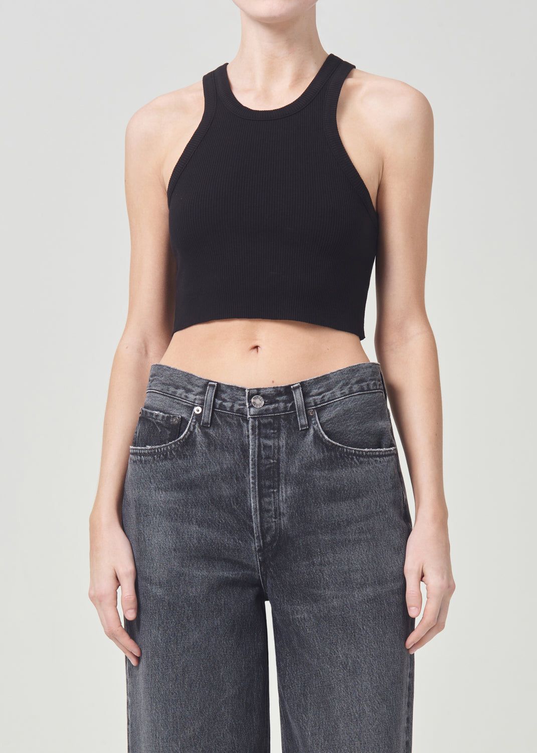 Agolde Cropped Bailey Tank Topjes Dames Zwart | TPG598641