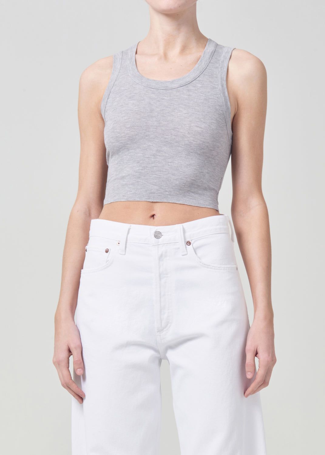 Agolde Cropped Poppy Tank Topjes Dames Grijs | BXD965412