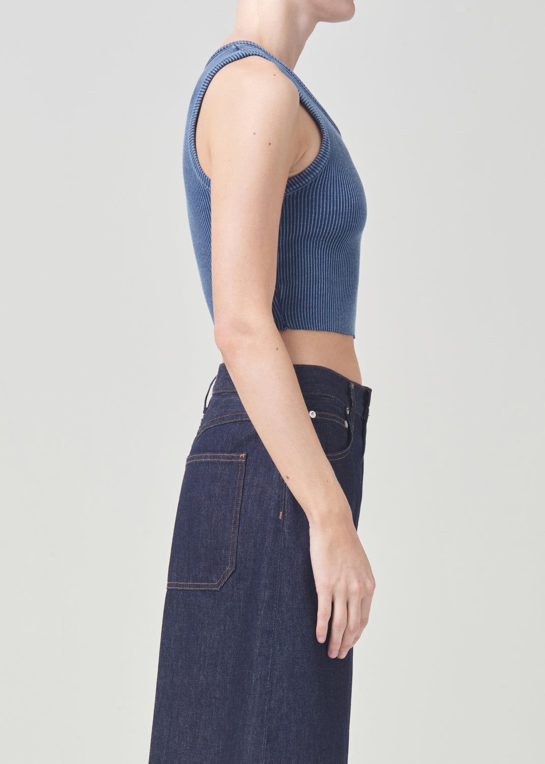 Agolde Cropped Poppy Tank Topjes Dames Indigo | PAT632075