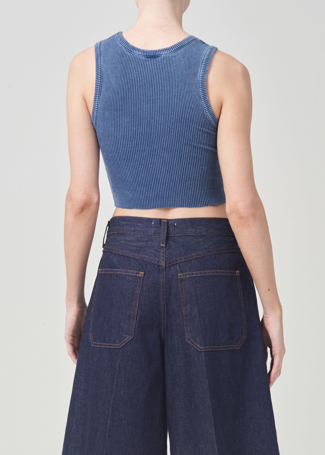 Agolde Cropped Poppy Tank Topjes Dames Indigo | PAT632075