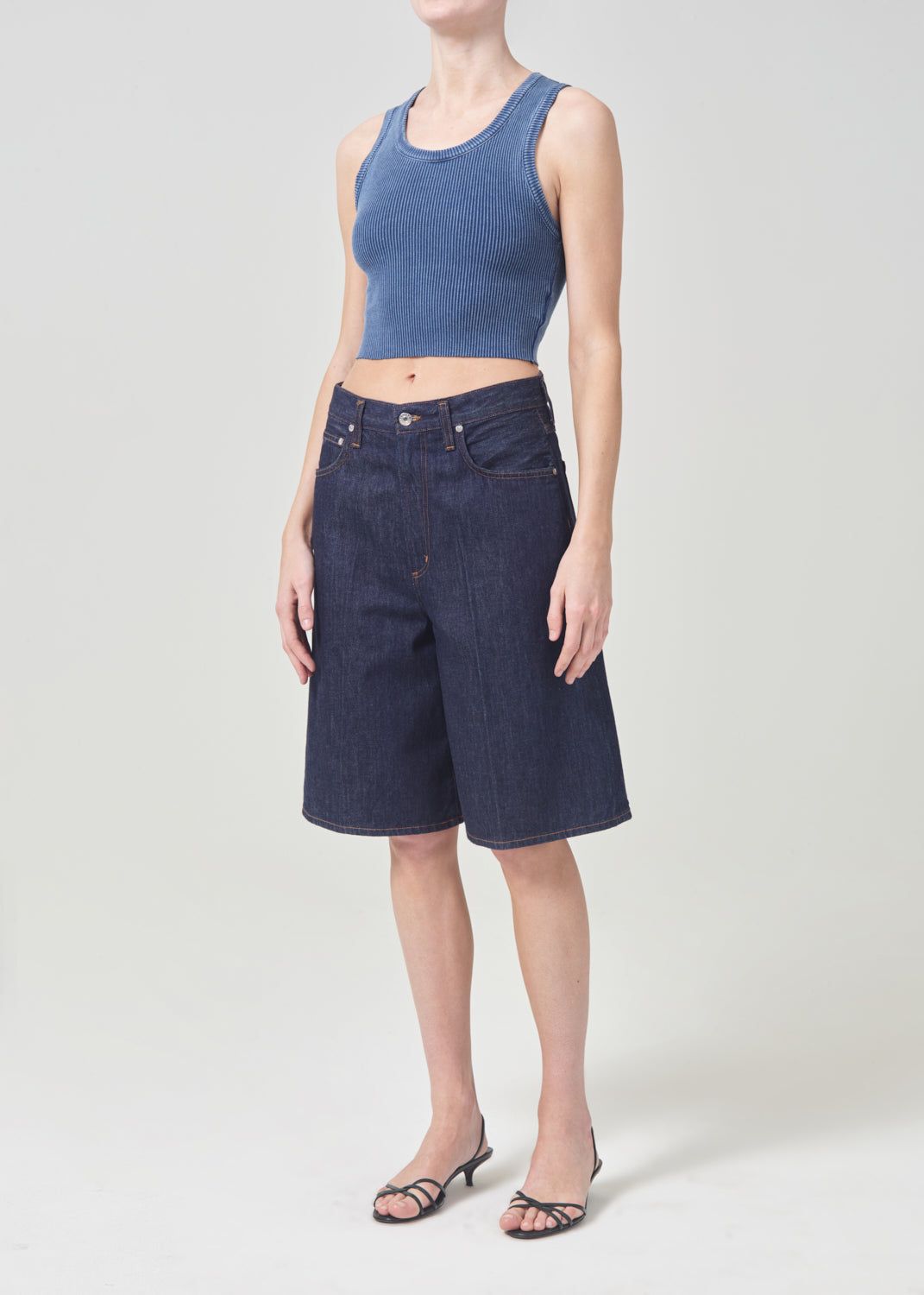 Agolde Cropped Poppy Tank Topjes Dames Indigo | PAT632075