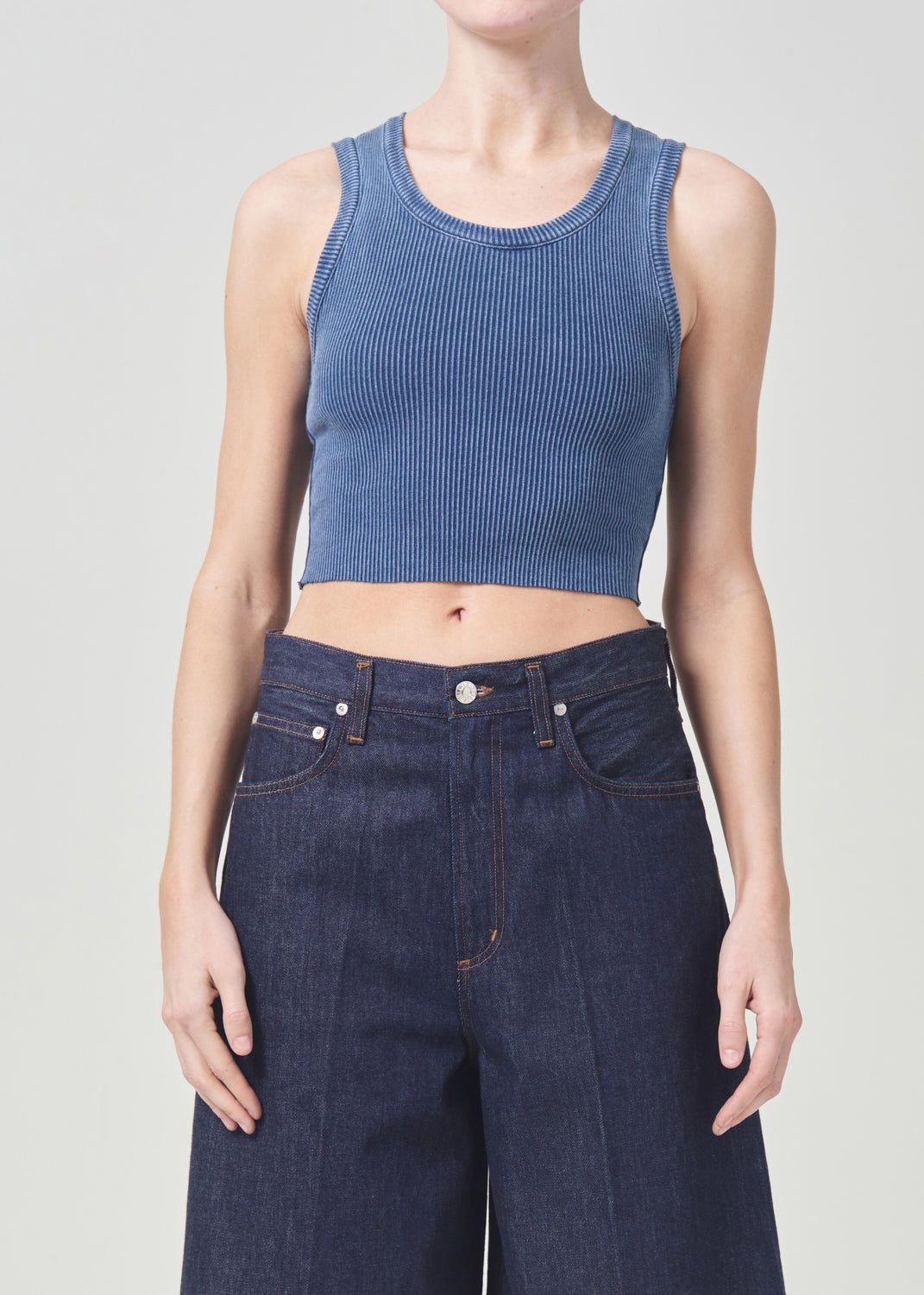 Agolde Cropped Poppy Tank Topjes Dames Indigo | PAT632075