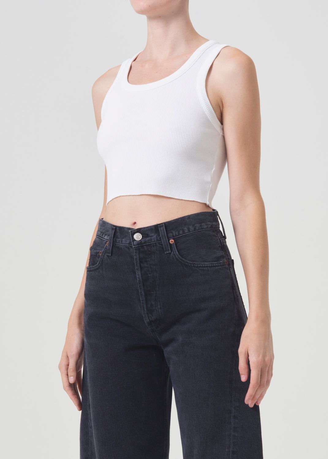 Agolde Cropped Poppy Tank Topjes Dames Wit | EAP708352