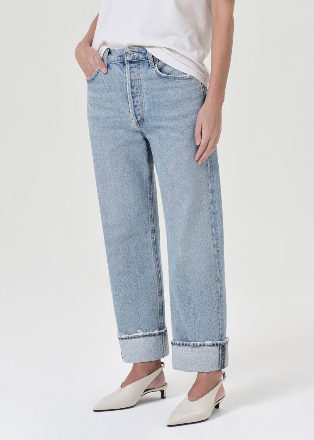 Agolde Fran Low Slung Straight Denim Dames Force | AHI398475