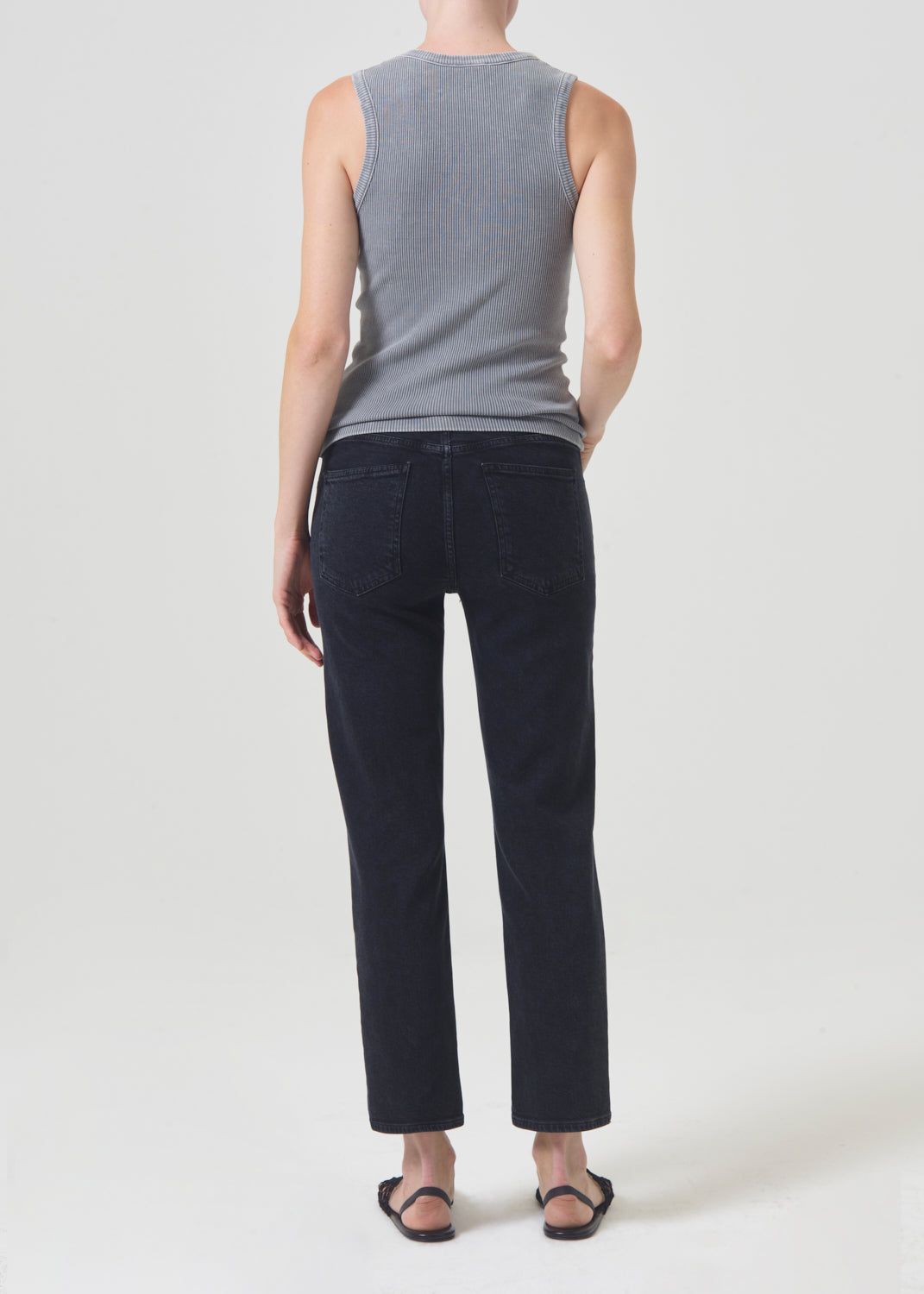 Agolde Kye Mid Rise Straight Crop STRETCH Denim Dames Pepper | LYW360175