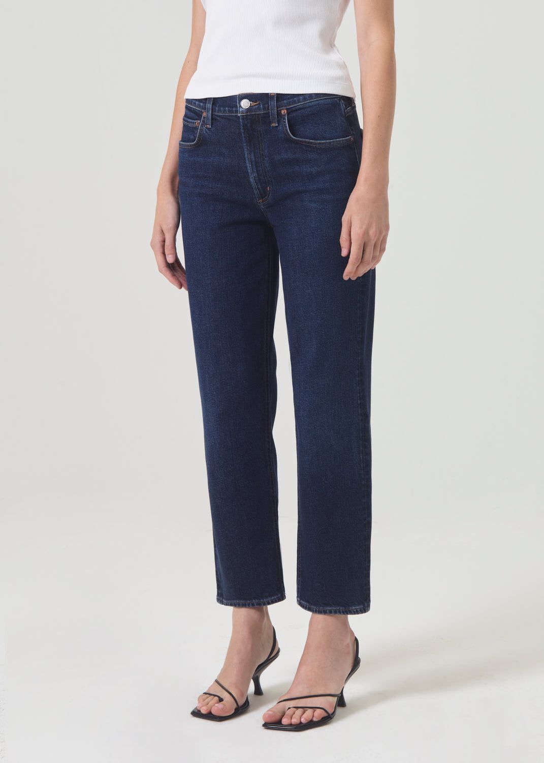 Agolde Kye Mid Rise Straight Crop STRETCH Denim Dames Song | BZQ984015