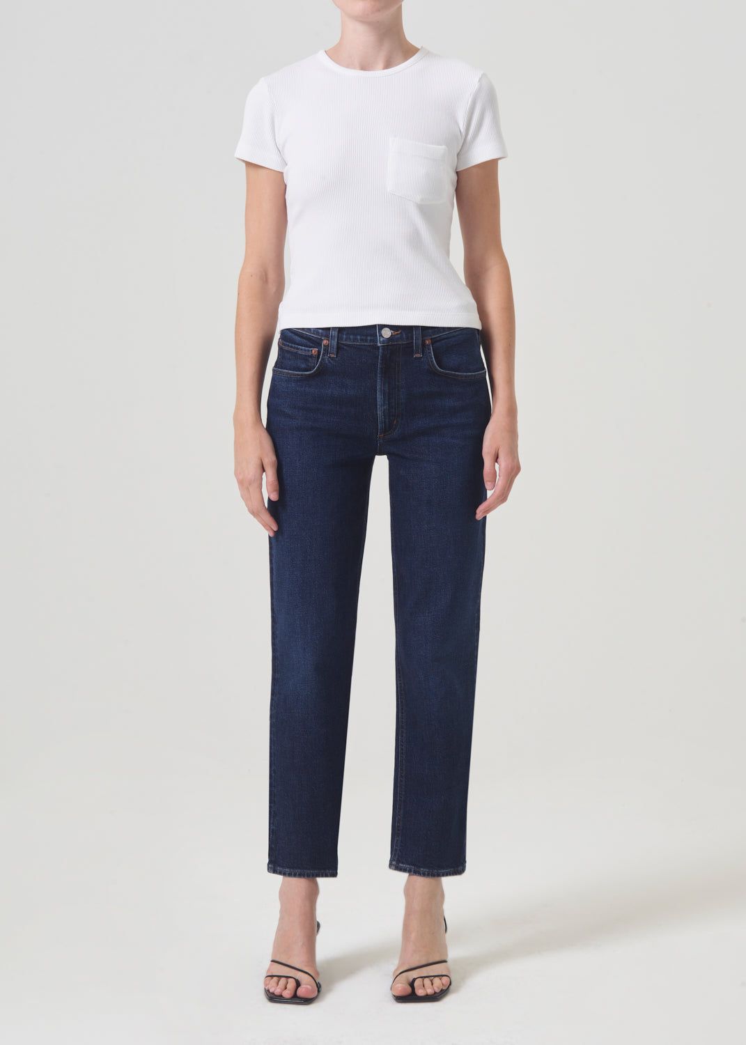 Agolde Kye Mid Rise Straight Crop STRETCH Denim Dames Song | BZQ984015