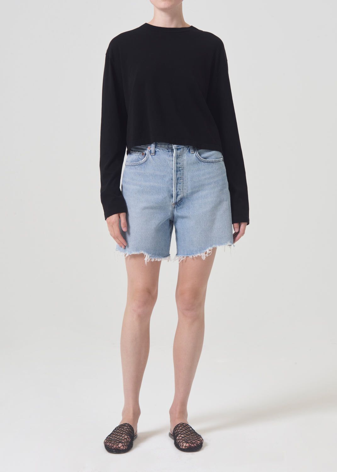 Agolde Mason Crop Tee Topjes Dames Zwart | MUE981034