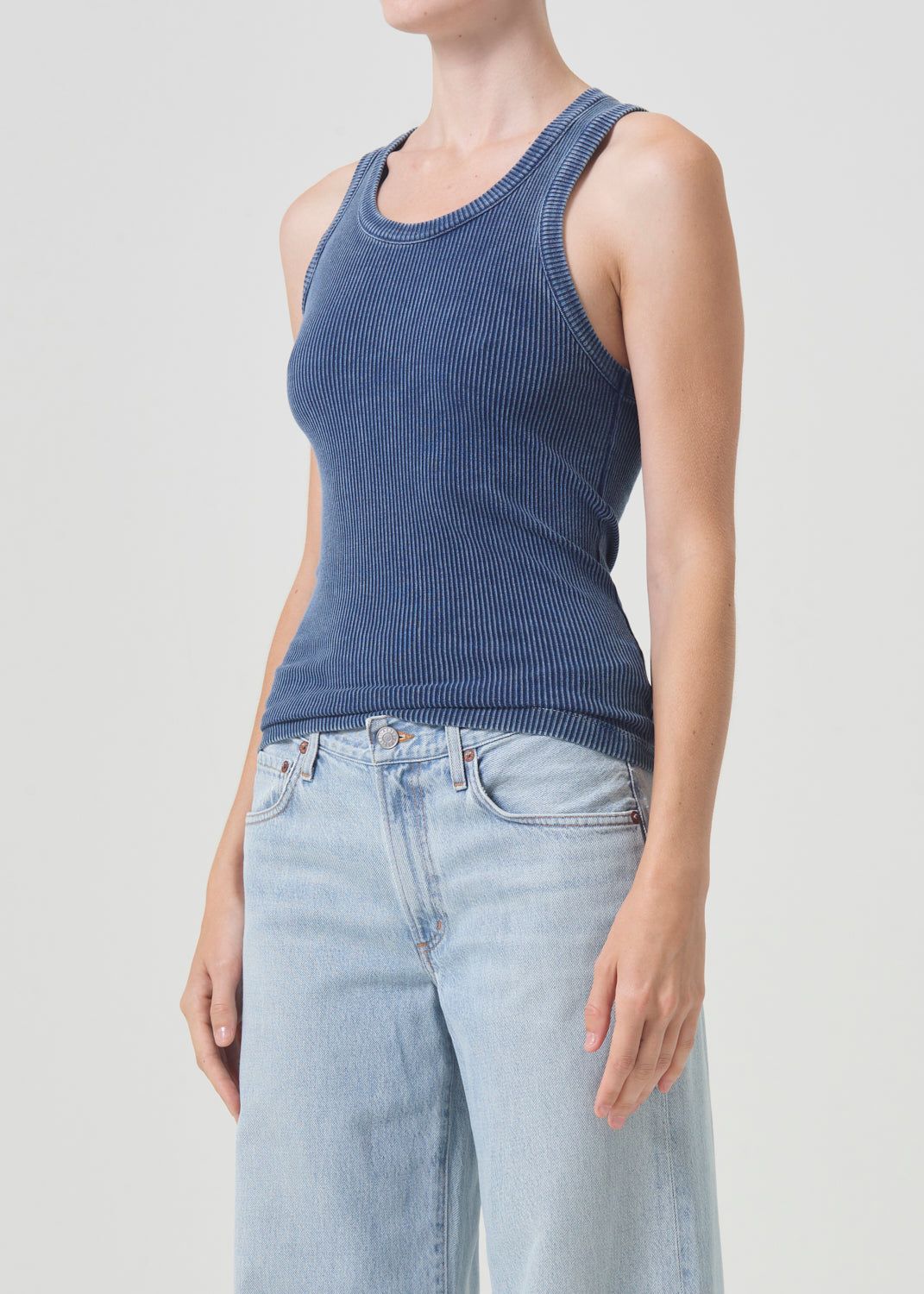 Agolde Poppy Tank Topjes Dames Indigo | PEB829374