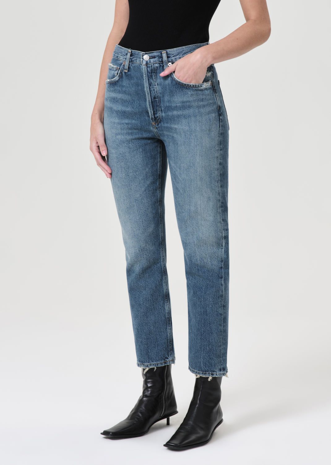 Agolde Riley High Rise Rechtdoor Crop Denim Dames Frequency | ZQW561094