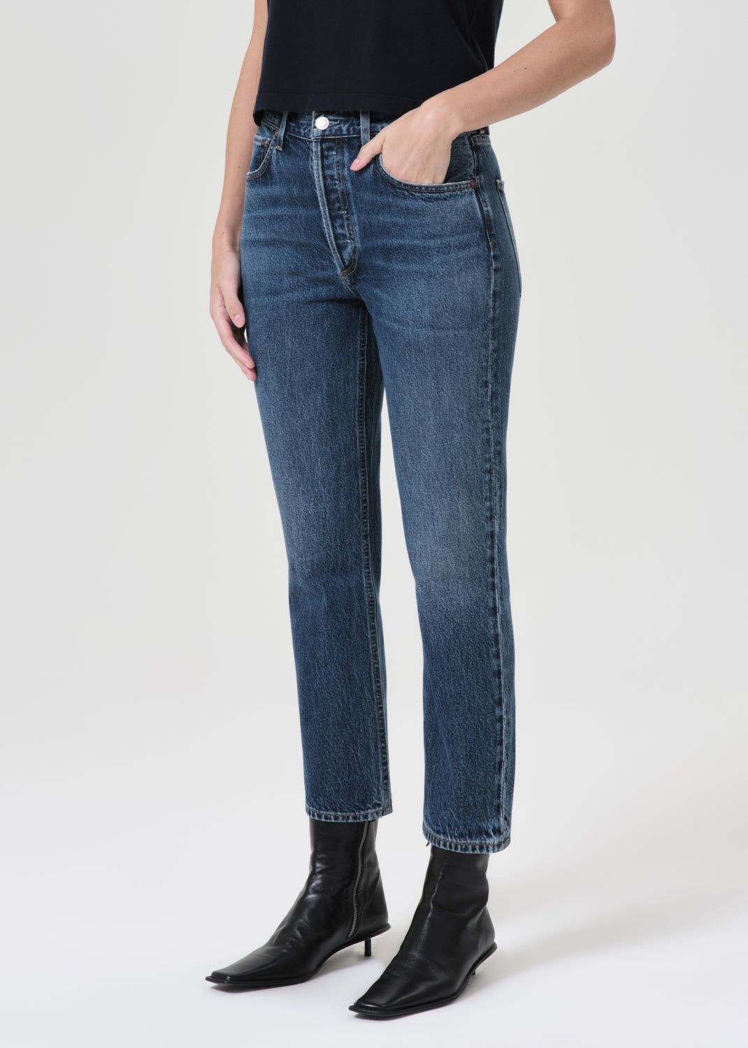 Agolde Riley High Rise Rechtdoor Crop Denim Dames Control | KAF159734