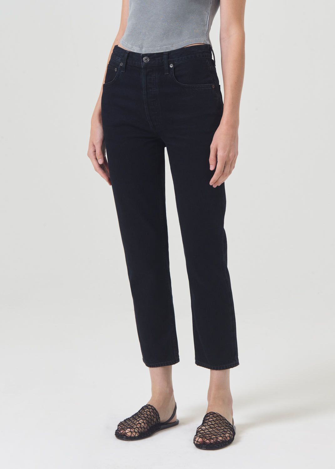 Agolde Riley High Rise Rechtdoor Crop Denim Dames Crushed | CEA016574