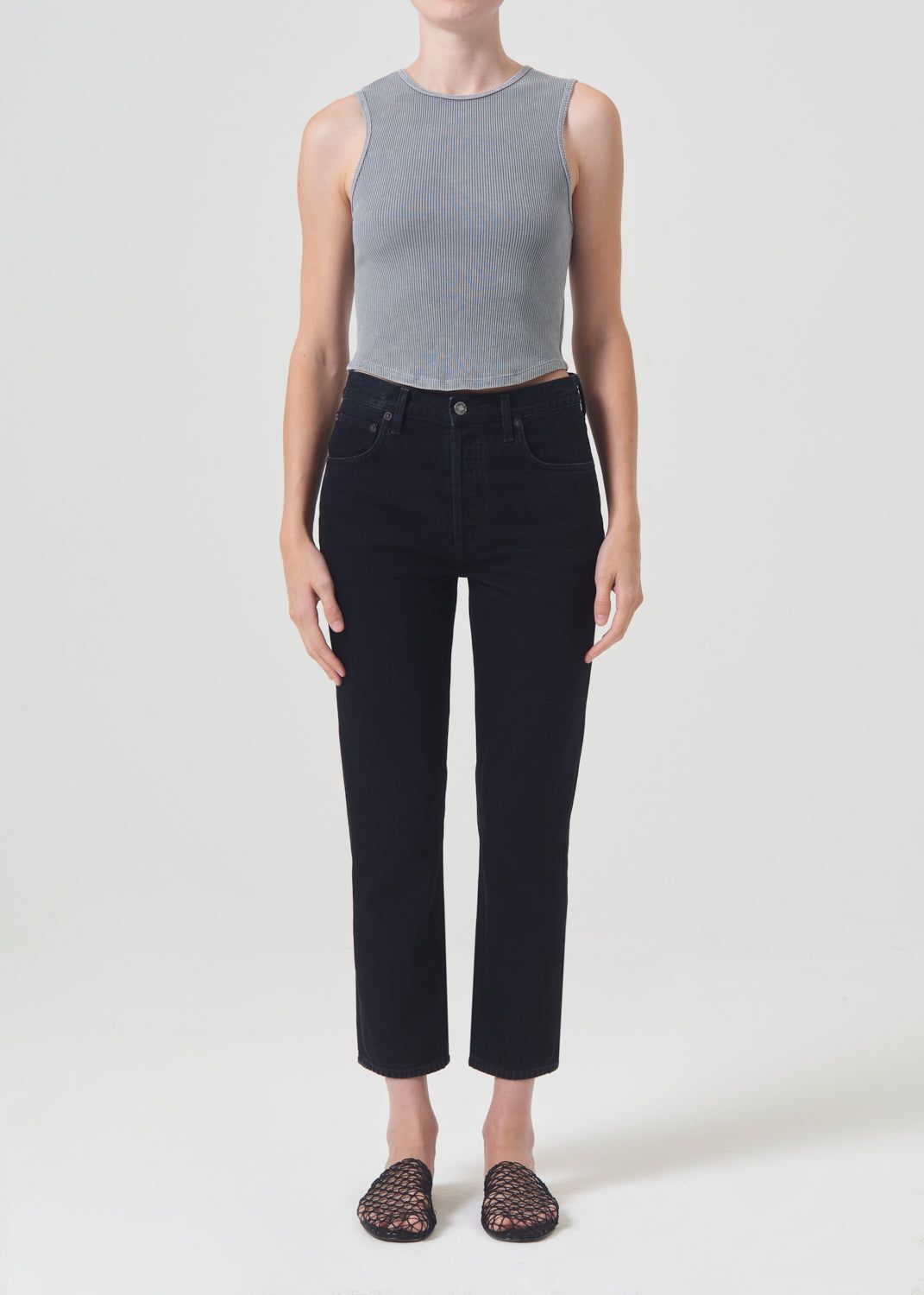 Agolde Riley High Rise Rechtdoor Crop Denim Dames Crushed | CEA016574