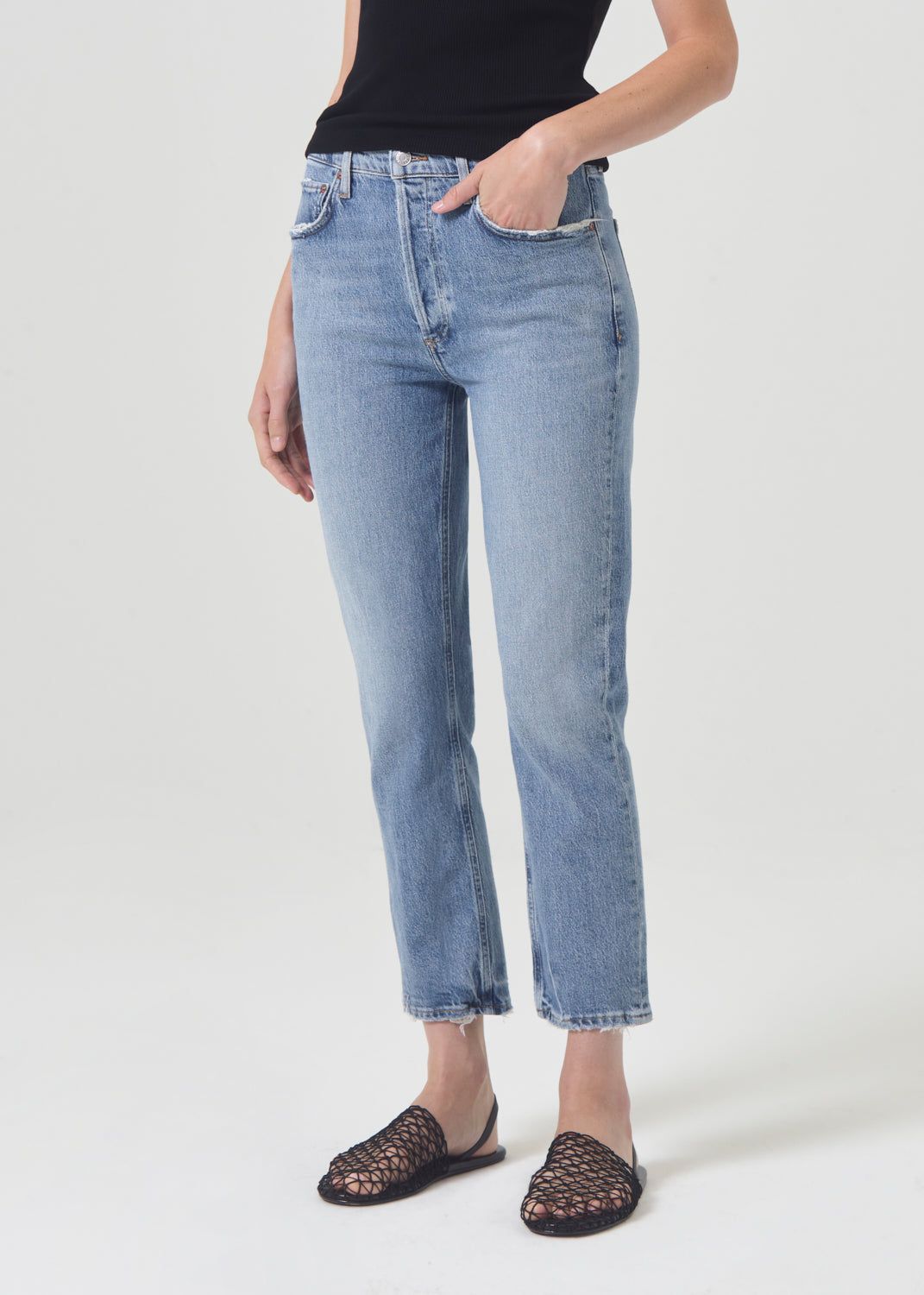 Agolde Riley High Rise Straight Crop Stretch Denim Dames Quiver | YZJ123650