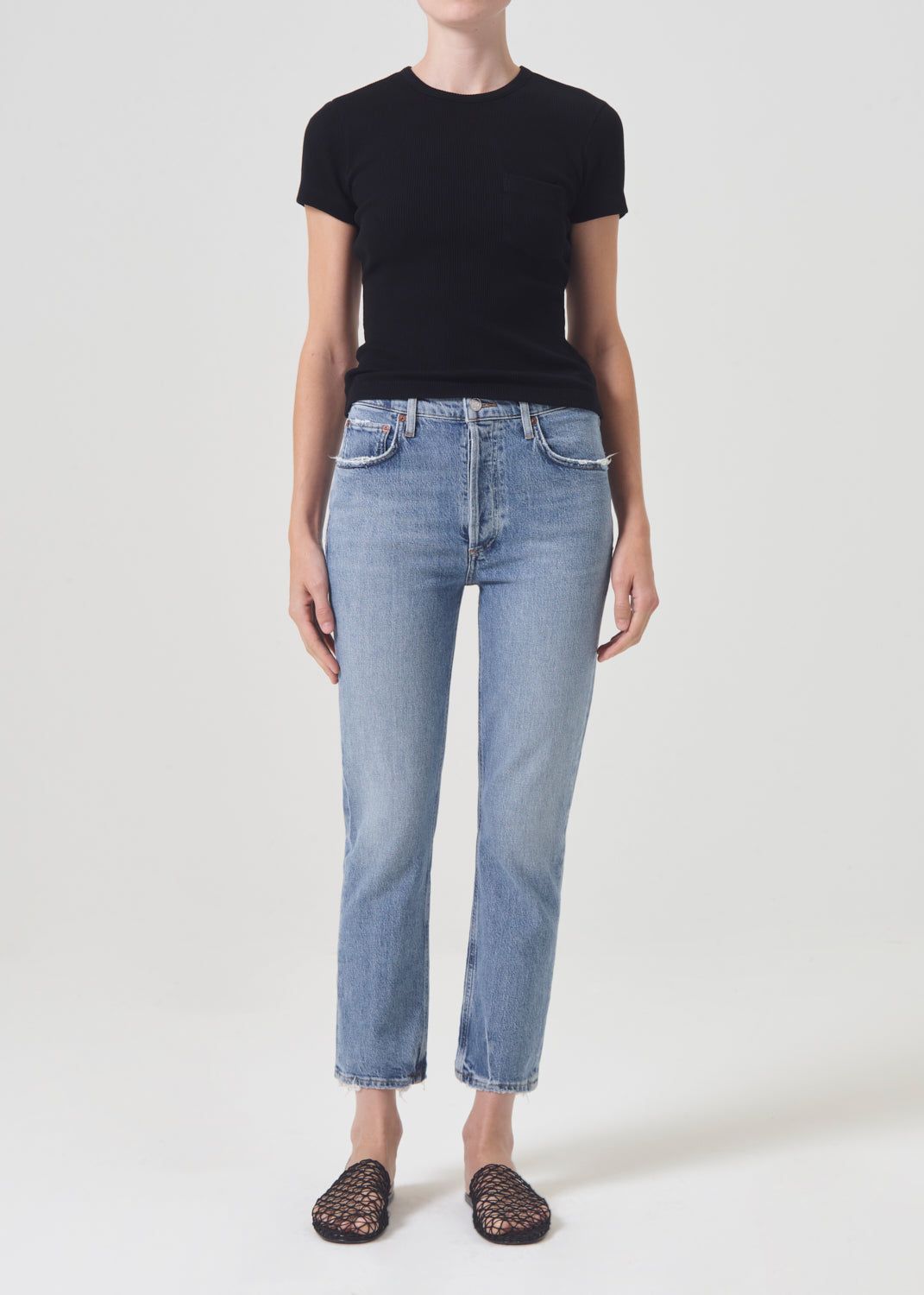 Agolde Riley High Rise Straight Crop Stretch Denim Dames Quiver | YZJ123650