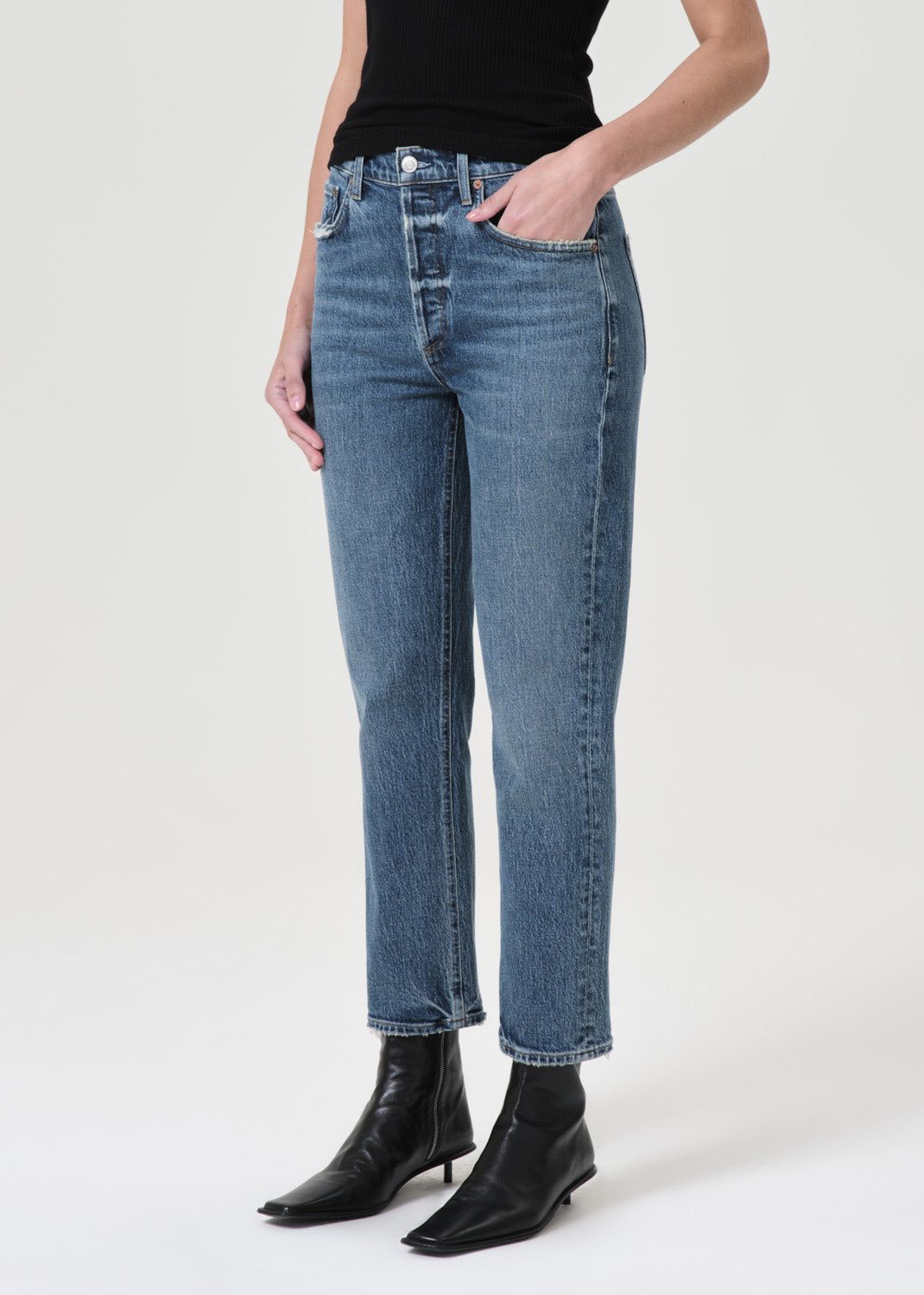 Agolde Riley High Rise Straight Crop Stretch Denim Dames Moor | WCX312764