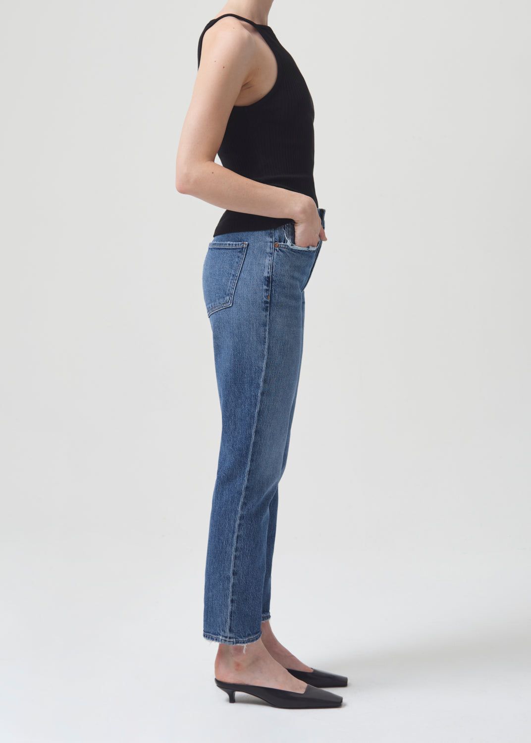 Agolde Riley Long High Rise Straight STRETCH Denim Dames Moor | JEG762594