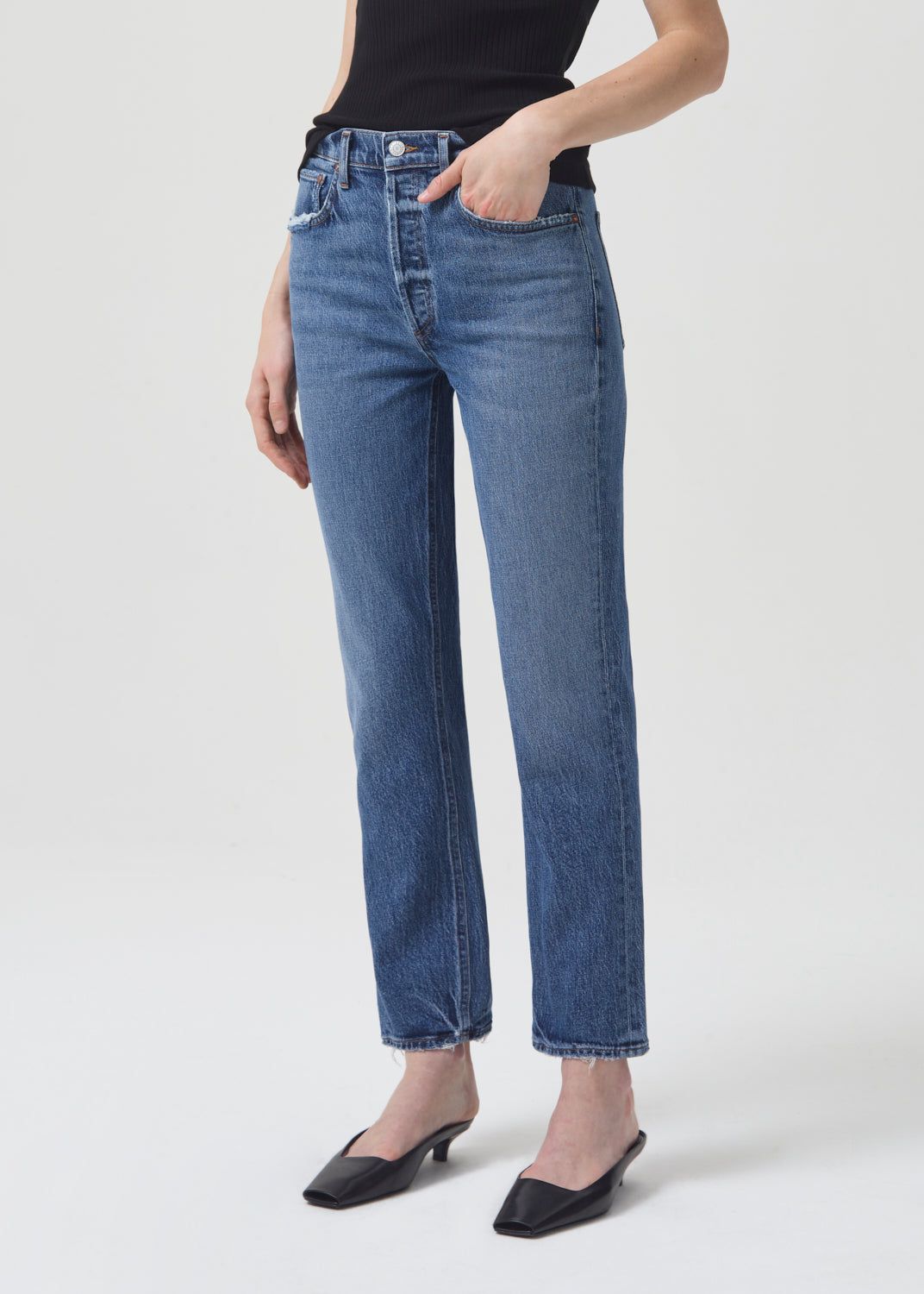 Agolde Riley Long High Rise Straight STRETCH Denim Dames Moor | JEG762594