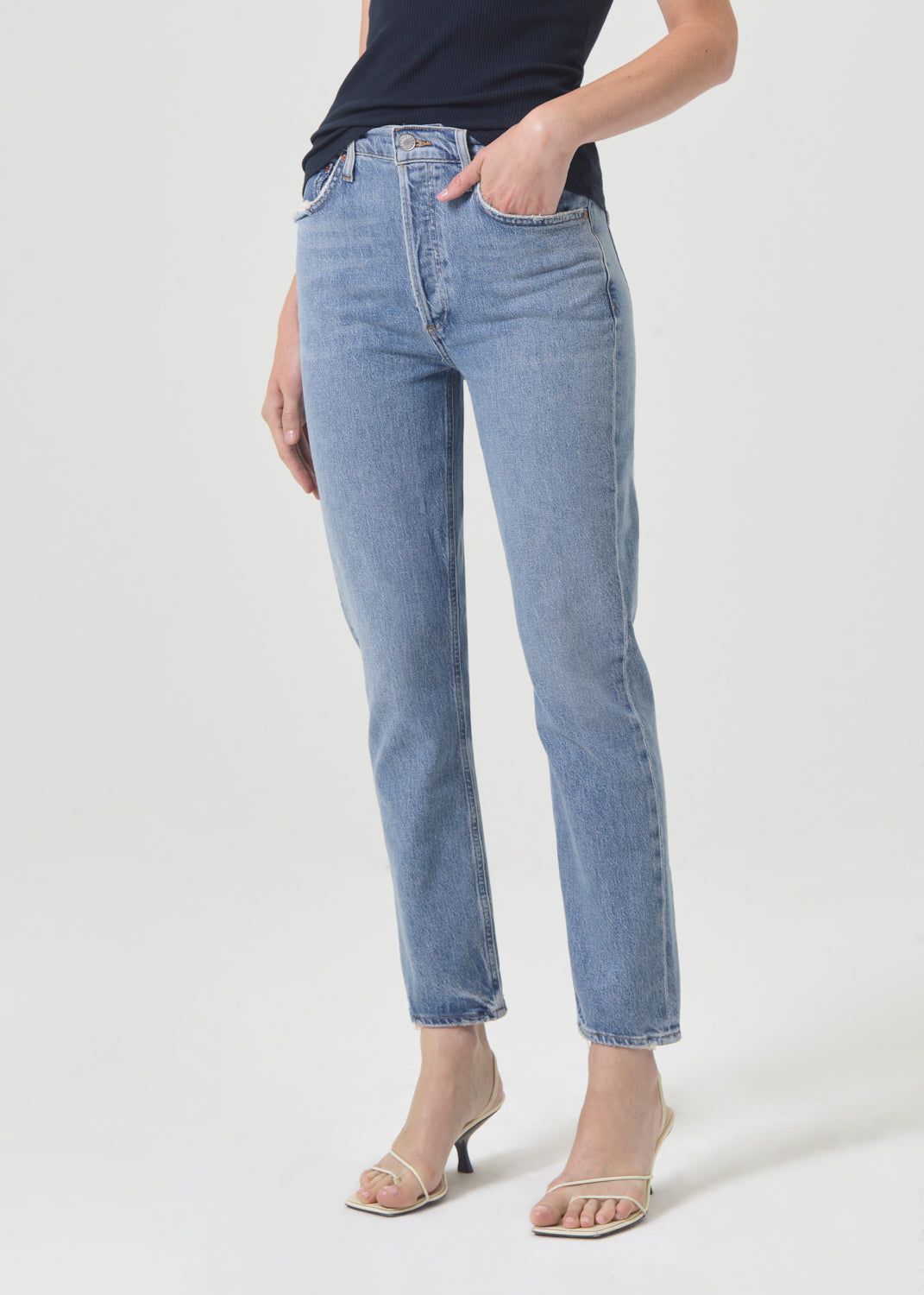 Agolde Riley Long High Rise Straight STRETCH Denim Dames Quiver | BWL658309