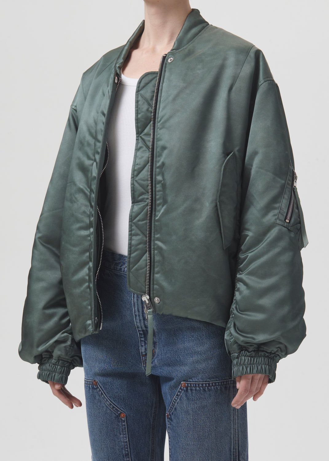 Agolde Shoreditch Ski Club Nisa Bomber Jacket Jassen Dames Grijs Groen | KXE127356