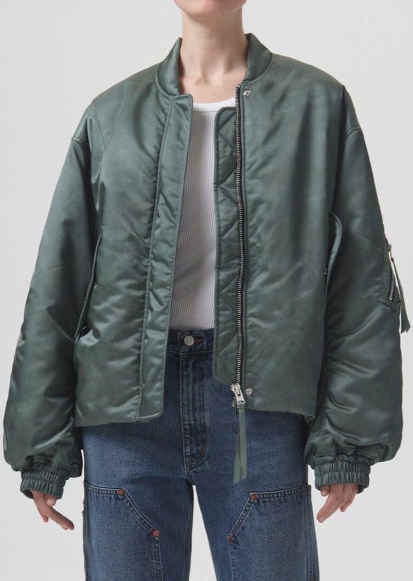 Agolde Shoreditch Ski Club Nisa Bomber Jacket Jassen Dames Grijs Groen | KXE127356